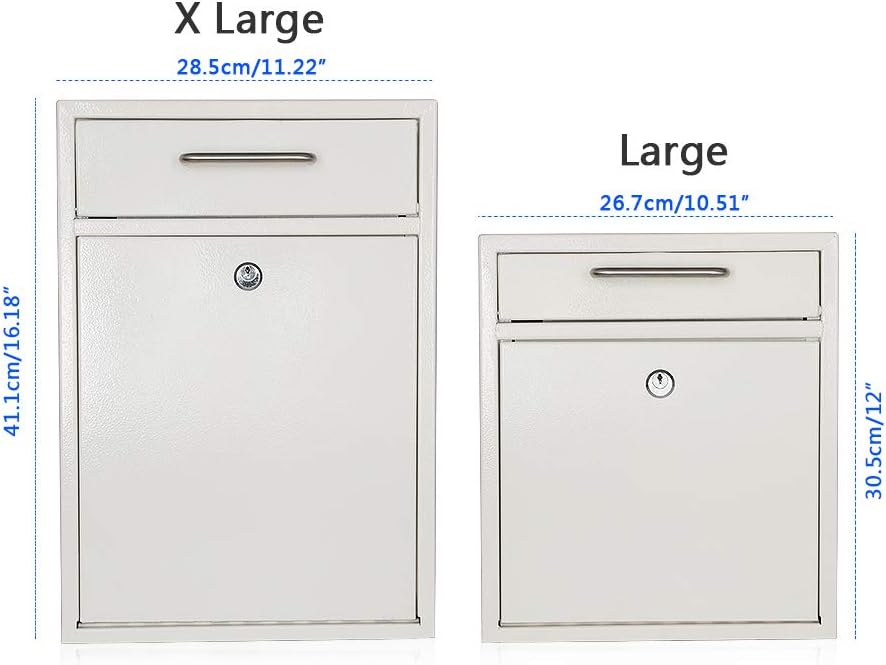 Secure Wall-Mount Mailbox with Lock | KYODOLED Large Steel Drop Box, Black, 16.2H x 11.22L x 4.72W