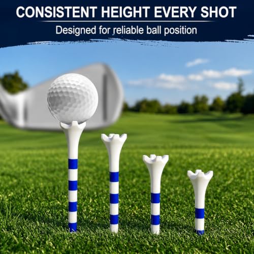 Professional Plastic Golf Tees 3-1/4 Inch - 4-Prong Low-Friction - Blue 30pcs