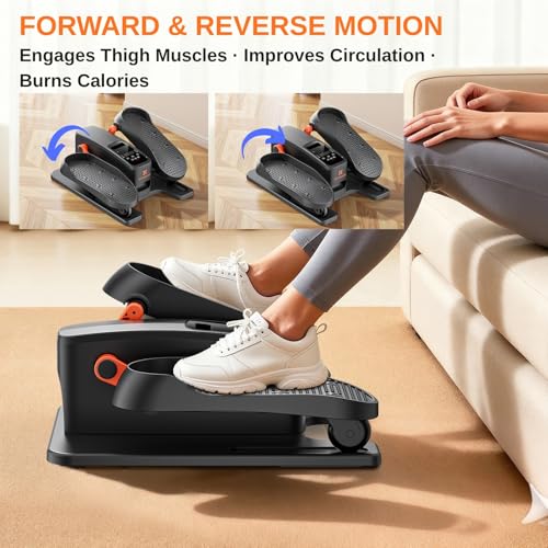 Under Desk Elliptical Exercise Machine - Portable Leg Pedaler with 12 Speeds & Remote
