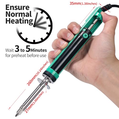 YIHUA 929D-V Electric Desoldering Soldering Iron Solder Sucker Desoldering Pump with Shorter Charging Handle and Desoldering Nozzles 1.0mm 1.2mm for Through-Hole Desoldering