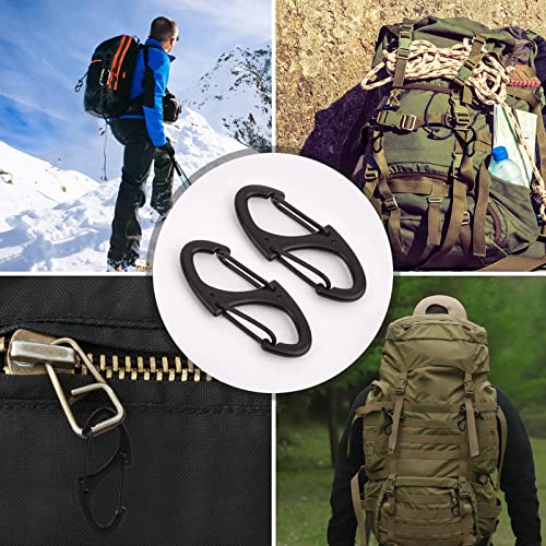 Patscorai S-Shaped Dual Gate Carabiner Keychain Set - 40 pcs, 1.6in (Black/40.0) for Camping Hiking
