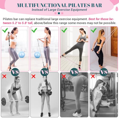 Pilates Bar Kit with Resistance Bands for Full Body Workouts