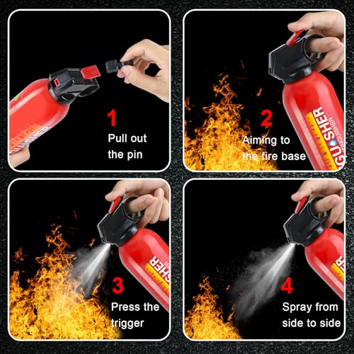 Fire Extinguisher for Home, 3Pack Car Fire Extinguisher with Mount, 4 in 1 Portable Kitchen Fire Extinguisher for A, B, C, K Category, 620ml Water-Based Fire Extinguisher for Truck Boat Home Office