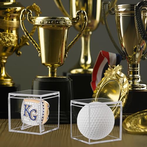 Clear Acrylic Championship Ring Display Case - 2 Pack Cube Holder