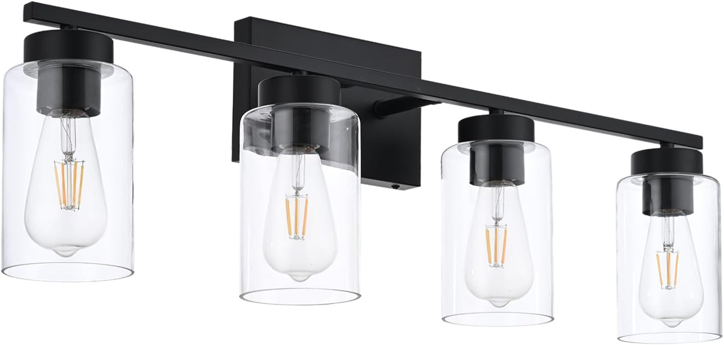 Modern 3-Light Bathroom Vanity Light in Brushed Gold with Clear Glass Shades