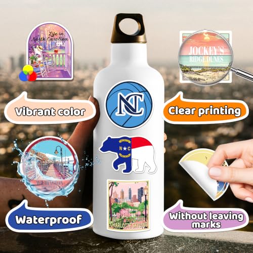 100 Waterproof North Carolina Stickers - Vinyl Decals Pack