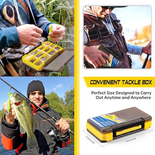 PLUSINNO 229PCS Fishing Accessories Kit with Tackle Box - Complete Fishing Gear Set for Bass Trout & More