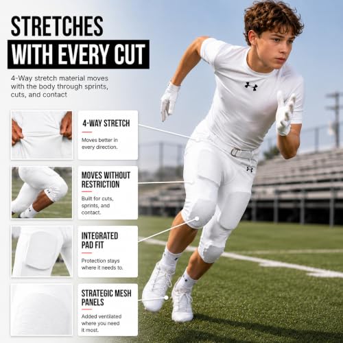 Under Armour Gameday Armour Youth Football Pants X-Large White - Integrated Protective Performance