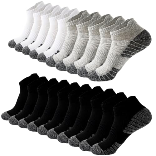 Breathable Athletic Ankle Socks for Men - 12 Pairs, 3 Colors