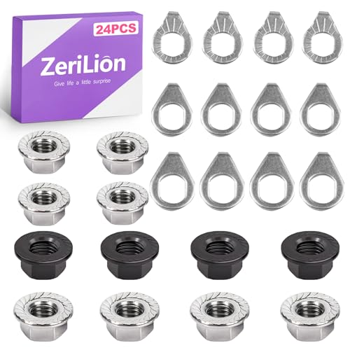 24-Piece Bike Axle Nut and Washer Kit - Universal Fit for Mountain & Road Bikes