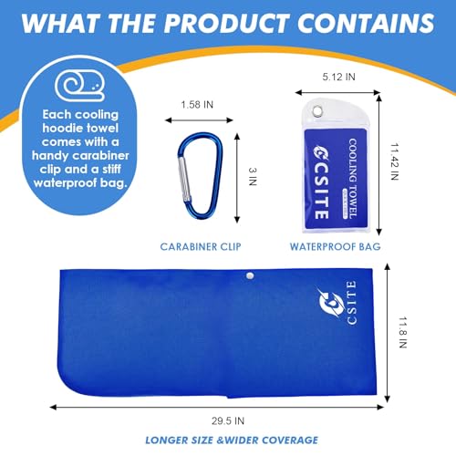 Cooling Hoodie Towel - Instant Cooling, UPF 50 Sun Protection, Royal Blue