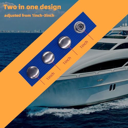 Boat Cover Snap Extender - 304 Steel Canvas, 1''-3'', Blue