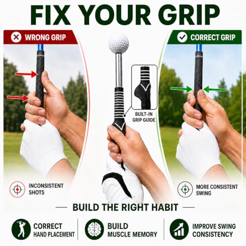 Retractable Golf Swing Trainer for Right-Handed Golfers - 5-in-1 Training Aid