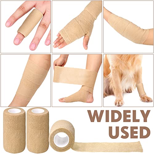 Treela 36 Pcs Self-Adherent Bandage Wrap 4 Inch x 5 Yard Nude - Breathable Elastic Tape for First Aid, Sports, Pet Care