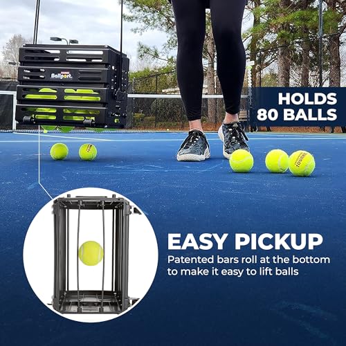 Deluxe Tennis Ball Hopper with Wheels - Black