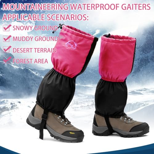 Waterproof Winter Snow Gaiters - Blue Fleece Ankle Covers for Hiking