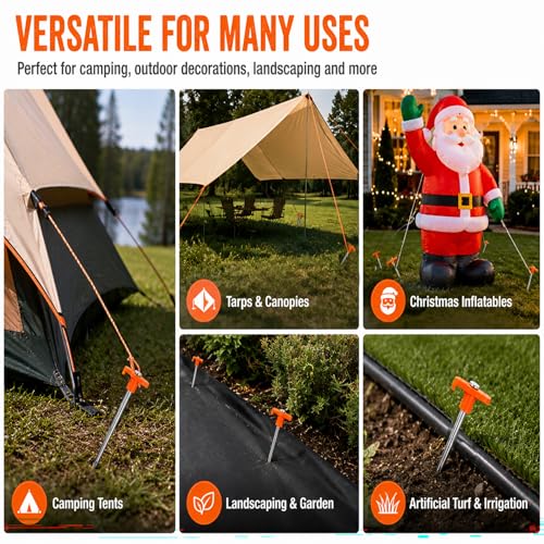 Heavy Duty 7.1 Inch Tent Stakes - Rust Resistant Galvanized Steel, 10 Pack