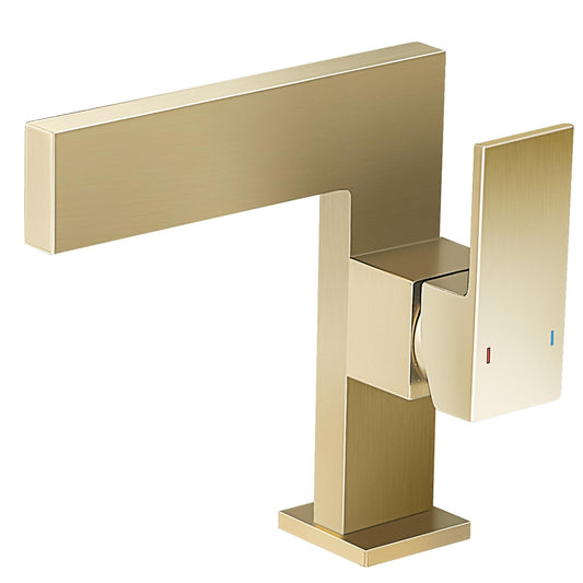 Brushed Gold Bathroom Sink Faucet Ultra Thin Design, Single Handle Vanity Faucet for Bathroom Sink,1 Hole Lavatory Basin Faucets Solid Brass(Brushed Gold)