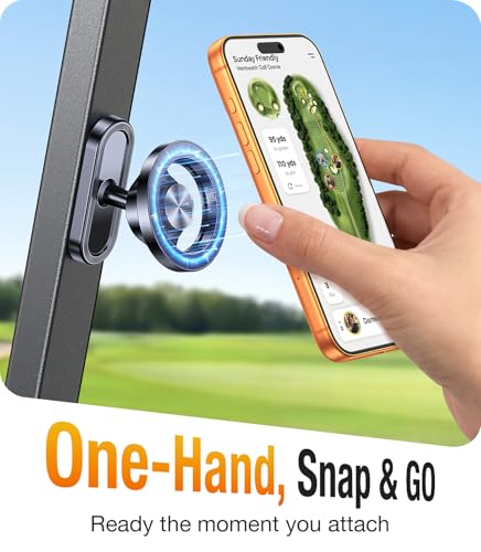 Magnetic Golf Cart Phone Holder - Strong Magnets, Black
