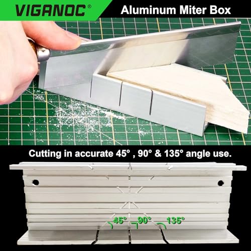 Metal Mitre Box by Aluminium and Steel Construction, 5.3 Inch Small Tiny Mitre Box for Manual Saw and Handsaws with 3 Cutting Angles - Ideal For Cutting Wood and Soft Metals