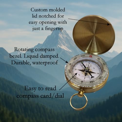 Glow in the Dark Brass Pocket Compass - Waterproof for Kids