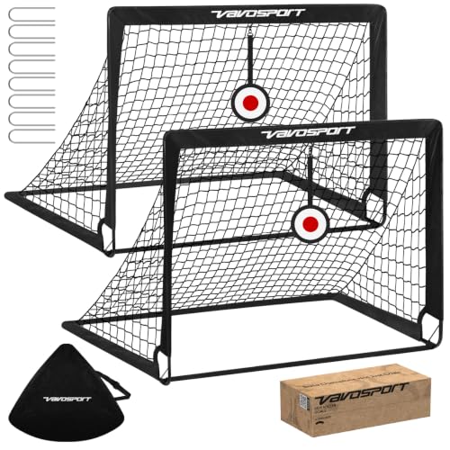 Kids Soccer Goals Set - 2 Pack 4x3 FT with Targets & Carrying Bag