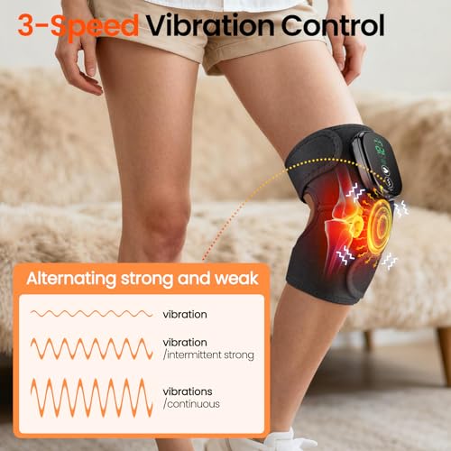 X-PREK Cordless Heated Knee Massager with Vibration - Black 1 Pack