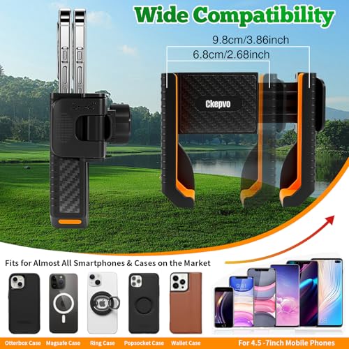 Yellow and Black Magnetic Golf Cart Phone Holder – 360° Rotation, Tool-Free Mount, Fits All Phones 4-7"