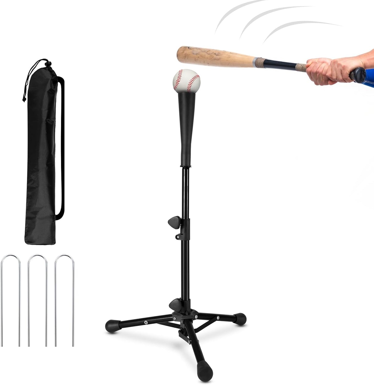 Skiennix Kids Baseball Tee - Portable & Stable Batting Tee with Carry Bag | Adjustable 20.87-31.29 Inches for Ages 3-8