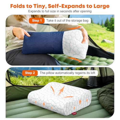 Travel Memory Foam Pillow - Portable Neck Support for Camping & Flying