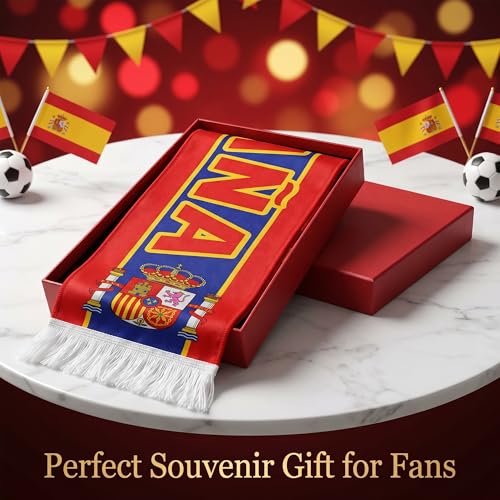 2026 World Cup Soccer Fan Scarf - Spain, Double-Sided Supporter Gift