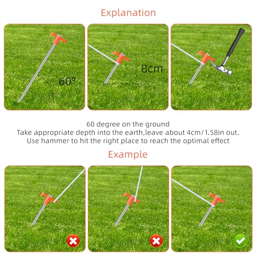 Heavy Duty 7-Inch Tent Stakes - Rust-Proof Metal with Orange Cap - 10 Pack
