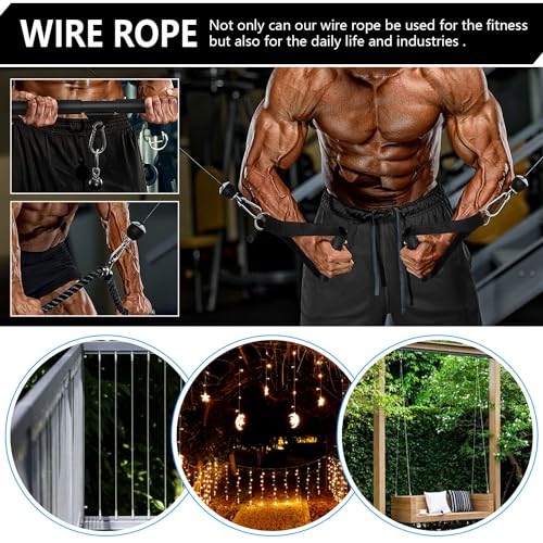 59in Fitness Pulley Cable - Heavy Duty Steel Wire Rope Accessory