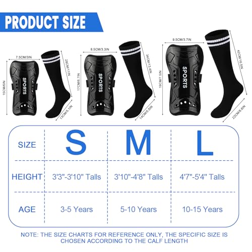 Lightweight Soccer Shin Guards with Socks for Kids - Black, Small