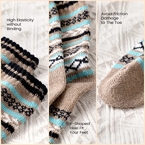 Wool Socks for Women - Winter Warmth, 5 Pairs, One Size