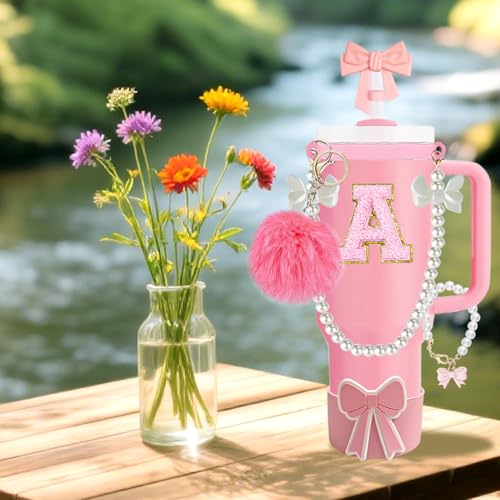 10-Piece Tumbler Accessory Set for 30oz & 40oz Cups - Pink Pearl Bow