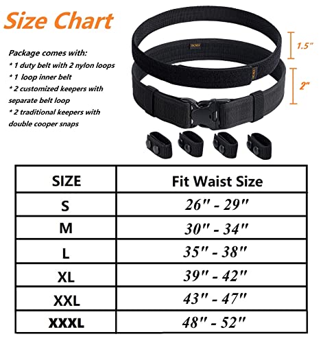 TACNEX Medium Duty Police Nylon Duty Belt with Hook Lining & 4 Keepers - 2 Inch