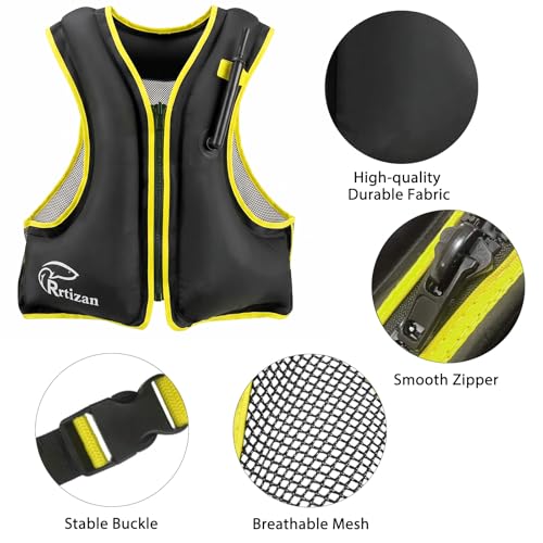 Inflatable Snorkel Vest for Adults | Black - Large-X-Large