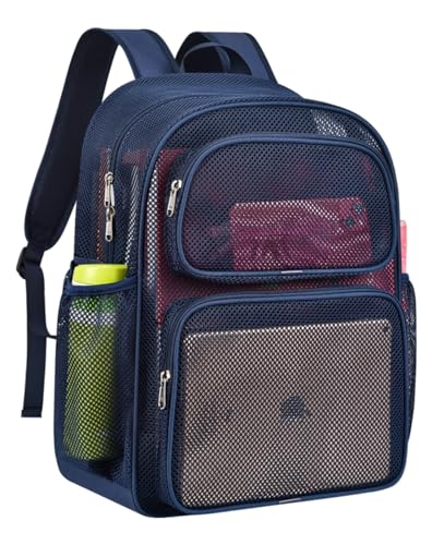 MAY TREE Blue Mesh Backpack 28L Heavy Duty Large Capacity Beach Bag