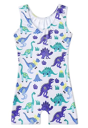 Girls Sparkle Gymnastics Biketard - Snowflake Mermaid, White Dragon, 7-8 Years