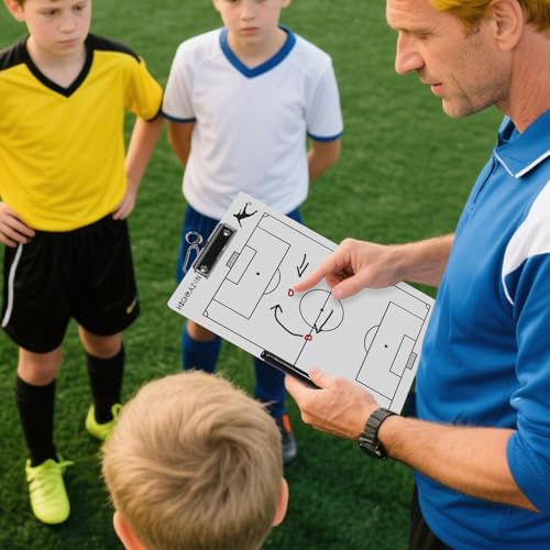 Soccer Coaches Clipboard - Double-Sided Dry Erase Whiteboard