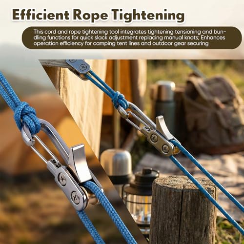 Landhoow 12 Pcs Stainless Steel Rope Tightening Tools - Silver, Camping & Household