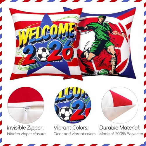 Soccer Pillow Covers - FIFA World Cup 2026 Decor - Blue