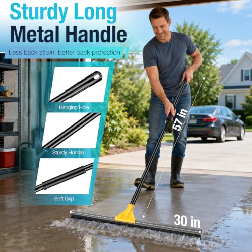 Yellow 30-Inch Heavy Duty Floor Squeegee for Concrete Water Removal - SOBONNE
