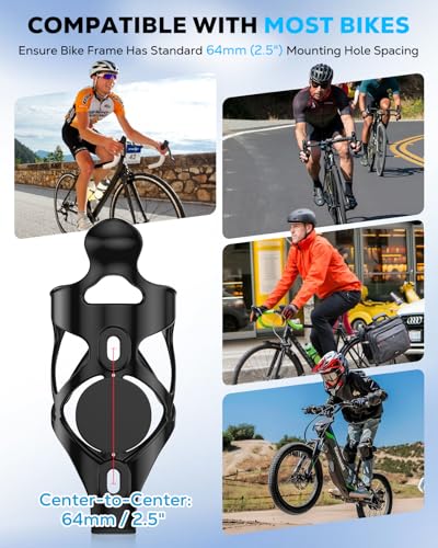 Bike Water Bottle Holder with Tracker Slot - Black, 2.56"–2.76"