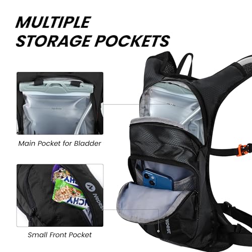 Hydration Pack Backpack with 2L Water Bladder - Black