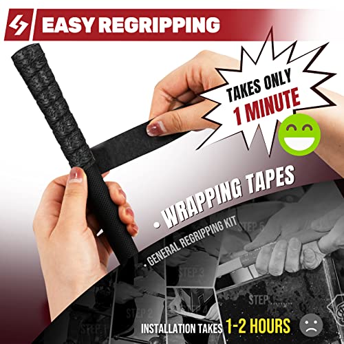 Golf Grip Wrapping Tapes - 3-Pack Tacky PU Overgrip - Black