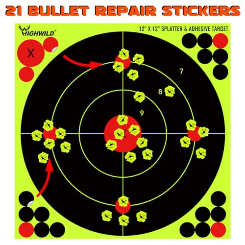 Highwild 12X12 Inch Splatter Adhesive Bullseye Fluorescent Yellow