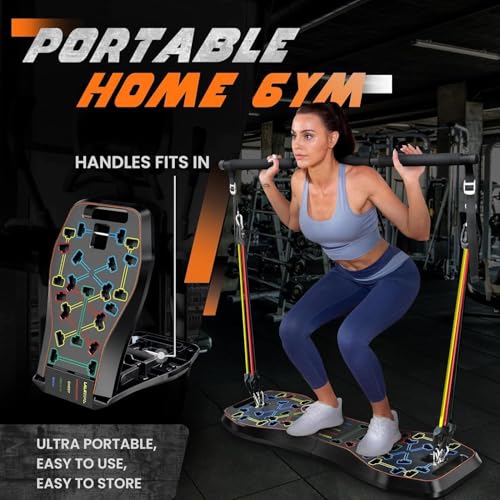 Push Up Board with Ab Roller & Resistance Bands - Black ProMax Premium Kit