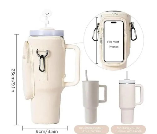 Carrier Bag for Stanley 40 OZ with Leak Proof Accesories (Creamy White)